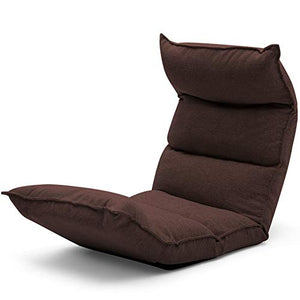 LIXIONG Sedia da Pavimento, Pieghevole Meditazione Sedia 6 Marce Regolabile Schienale Pigro Sala Divano con Removibile Rivestimento per Camera da Letto Balcone, 6 Colori (Color : Brown)