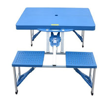 homcom Outsunny - Tavolo da Campeggio Picnic in Alluminio con 4 Sedie Richiudibile a Valigetta Azzurro
