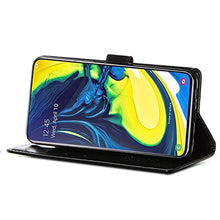 GIMTON Cover Galaxy A80, Antiurto Custodia in PU Pelle con Slot Carte e Cinturino da Polso per Samsung Galaxy A80, Magnetico Cover di Portafoglio, Nero