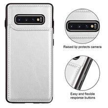 Suhctup Compatibile con Custodia Samsung Galaxy S10 pelle,Cover Samsung Galaxy S10 con Interno Morbida TPU,Porta Carte Slot e Antiurto Flip Wallet [Chiusura Magnetica] Protettiva Case (Argento)