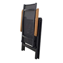 Strandgut07 - Set di 2 sedie pieghevoli in alluminio, con schienale alto, 4 x 4 cm, braccioli in legno di acacia, colore: Nero