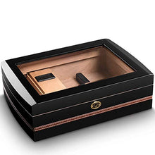 Cigar Box, Cigar Box Cigar Humidor Legno di Cedro Cigar Box Cigar Box portasigarette può Tenere 75 Nero Alta qualità (Size : 33x23x10cm)