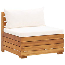 Tidyard Set Divani Giardino con Cuscini, Set di Mobili da Giardino, Set Divano Esterno Legno Acacia Bianco Crema 6 pz