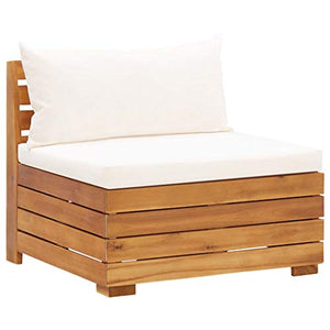 vidaXL Set Divani da Giardino 5 pz con Cuscini Salotto da Esterni Salottino per Patio Mobili da Giardino in Legno di Acacia Bianco Crema