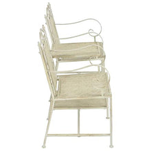 Cikonielf Panca da Giardino a 2 posti 161 x 58 x 90 cm Acciaio Bianco Panca da Giardino in Stile Vintage Panchina da Esterno Balcone Giardino