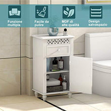 COSTWAY Armadietto da Terra per Bagno, Mobile per Medicine Autoportante, con Armadio e Cassetto (1 Casseto+1 Armadio)