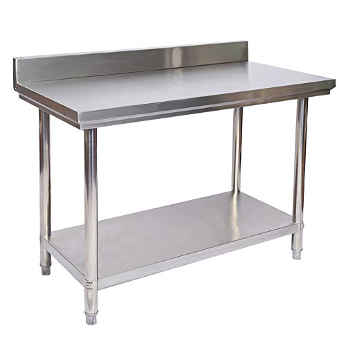 Wiltec Tavolo di Lavoro in Acciaio Inox con Bordo di Protezione 100 x 60 x 85 cm