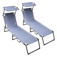 Hyua 2 sedie a sdraio pieghevoli regolabili, reclinabili, a gravità zero, per spiaggia, piscina, cortile, campeggio, capacità di carico 108,9 kg (grigio)