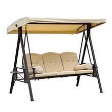 Outsunny Dondolo da Giardino 3 Posti in Metallo con Tetto Inclinabile e Cuscini Imbottiti 280x120x172cm, Beige