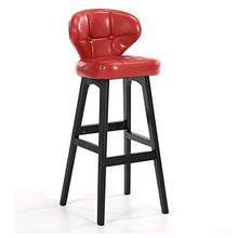 XEWNEGTZI Sgabello da Bar Sedia da Bar retrò in Legno Massello, per Bancone da Cucina Sgabelli Alti da Bar, con Cuscino E Schienale in PU, Facile da Montare (6 Misure, 40 × 43 × 78cm)(Color:Rosso)