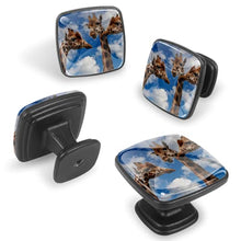 Set di 4 pezzi con maniglia quadrata per armadio da cucina, credenza, cassettiera, cassettiera, con viti, per cucina, comò, armadietto, bagno, armadio a tre giraffe