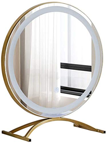 Specchio per Vanity da Tavolo in Oro con luci, Trucco Touch Screen Illuminato 40cm per spogliatoio e Camera da Letto