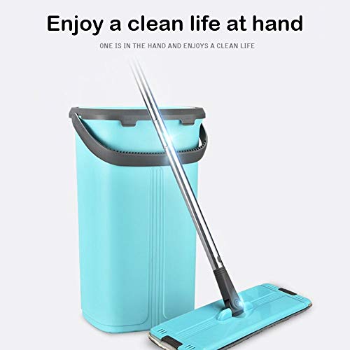 SSAYY Spray Mop 1 Pz Piatto Spugna Spray Mop Mano Libera Strizzare in Acciaio Inox con Secchio Spin Pulizia in Microfibra Mop Casa Cucina Piano Pulito