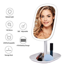 Specchio per Il Trucco Specchio for Il Trucco USB LED di Carica, Gradi Rotativi con Lo Schermo 10X di Ingrandimento Tocco 360 Vanity Piazza Desk Stand Cosmetic Mirror