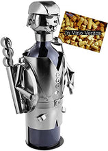 BRUBAKER Portabottiglie per Vino - Golfista con Borsa Giocatore di Golf - Decorazione in Metallo - Portabottiglie con Biglietto d'Auguri - Regalo del Vino