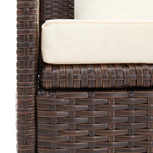 vidaXL Lettino Prendisole da Giardino Cuscini in Polyrattan Marrone
