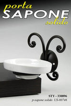 GI Serie arredo Bagno in Metallo Decorato Nero e Ceramica (portasciugamani ad Anello)