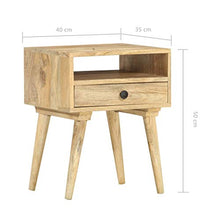 Tidyard Comodino Camera da Letto Vintage in Legno Massello di Mango con Cassetto,Comodino Rustico 40x35x50 cm