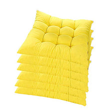 Set di 6 cuscini per sedie con nastri, 40 x 40 x 5 cm, per interni ed esterni (diversi colori a scelta) (giallo)