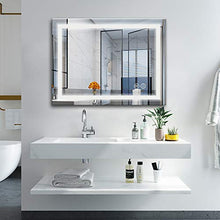 Yinleader Specchio da parete per bagno a LED con illuminazione, 60 x 80 cm, con interruttore touch, luce a 3 colori, luminosità regolabile in bianco caldo, bianco freddo