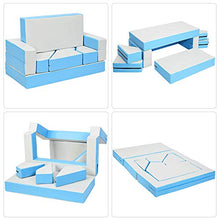 DREAMADE Divano Letto per Bambini Blocchi da Costruzione per Bambini Come Divano Letto, 141 x 94 x 12cm (Azzurro)