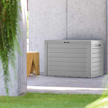 Deuba Baule da Giardino Effetto Legno Coperchio Ribaltabile Contenitore Box portacuscini Giochi Cassa per Esterni Grigio