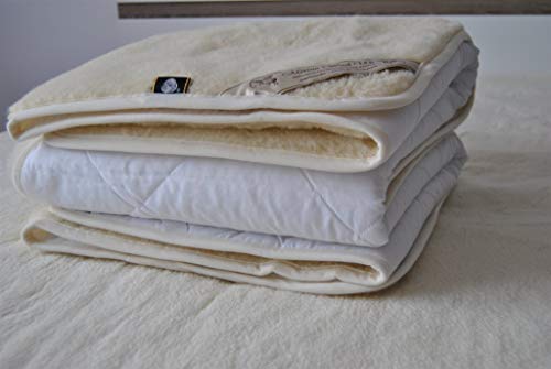100% in Lana Merinos Mattress Topper Super King coprimaterasso 180 x 200 cm,
