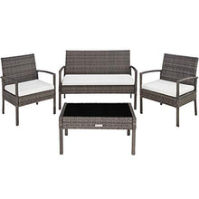 TecTake 403398 Set di Mobili Rattan, Arredamento Giardino, Tavolo Sedie Panca, Esterno Terrazzo Lounge Veranda, Grigio