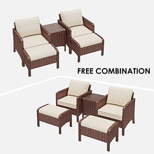 5 Set Di Mobili in Vimini Da Pezzi Patio, Sedia Salotto All'aperto, Posti A Sedere Rattan Sezione, Conversazione Con Chat Ottomano, Tavolino Caffè, Per Portico, Balcone Piscina, Prato, Giardino