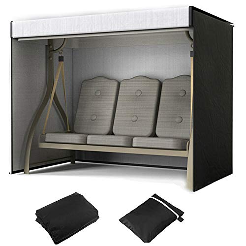 Copertura per dondolo a 3 posti da giardino, antivento, impermeabile, anti-UV, copertura per amaca 600D Oxford 215 x 125 x 170 cm, colore nero