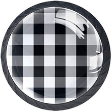 Chequered Black and White Check Plaid Pomelli per Porta Set di 4 Pomelli per Mobili Manopole per Cassetti Cucina Armadio Vetro