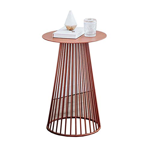 Jcnfa-Tavoli Tavolino Rotondo del Divano in Metallo, Base A Griglia Metallica, Armadio Angolo, Tavolo da caffè Soggiorno, (Color : Orange, Size : 15.74 * 15.74 * 23.62in)