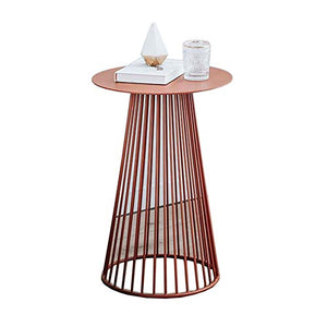 Jcnfa-Tavoli Tavolino Rotondo del Divano in Metallo, Base A Griglia Metallica, Armadio Angolo, Tavolo da caffè Soggiorno, (Color : Orange, Size : 15.74 * 15.74 * 23.62in)