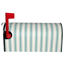 Classic Ticking Stripe Pattern Verde e Crema Design Unico Magnetico Casella Postale Copre Casella Postale Copertura per Giardino Yard Decor Dimensioni Standard 51x48 Pollici