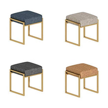 Jiangang- Moda poggiapiedi imbottito cuoio artificiale del sedile 丨 Ferro Sgabello Piazza Pouffe banco trucco Sgabello 丨 multifunzionale in pelle poggiapiedi scarpe Cambio Sgabello-43x37x45cm, Gold Fr
