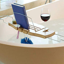 Prolungamento di Un Lussuoso Bagno di bambù da Bagno, Supporto di Vetro Caddy Vassoio Bagno Mensola del Supporto Bicchiere di Vino Ed Altri Accessori Placement per Un Experience Home Spa