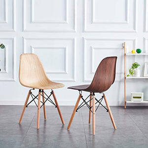 Un set di comode sedie da pranzo con 4 stili retrò, mobili per il tempo libero con linee lisce e piedini in legno massello, adatti per soggiorno e sala da pranzo (marrone scuro venature del legno, 4).