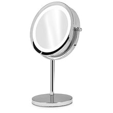 Navaris Specchio da Trucco con Luce LED - Specchio Illuminato con Ingrandimento x7 - Specchietto Cosmetico Ingrandente - Luci 26lm Rotazione 360°