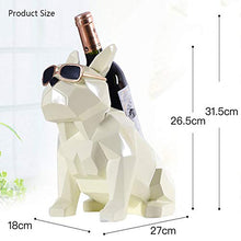 KUKU Portabottiglie da Vino Creativo da Tavolo, Portabottiglie in Resina Bulldog Francese, Espositore per Bottiglie di Vino di Lusso, Utilizzato in Soggiorno, Bar E Cucina,Bianca