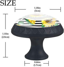 Girasoli gialli strisce bianche nere Pomelli per Porta Set di 4 Pomelli per Mobili Manopole per Cassetti Cucina Armadio Vetro