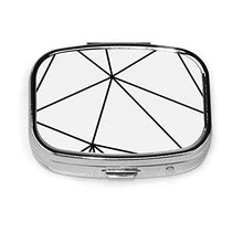 Zara - Portapillole quadrato per medicine e pillole Zara Mono geometrico bianco nero alla moda, organizer da viaggio per pillole e integratori di vitamine