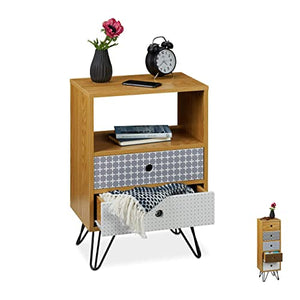 Relaxdays Cassettiera con Cassetti, 65x45x30 cm, Vintage, Salotto, Corridoio, Tavolino, Mobiletto, colorato, Pannelli MDF, Acciaio, Truciolato, Design A: Comodino