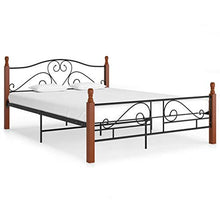 GOTOTOP 200 x 140 cm Giroletto in Metallo,Struttura Letto Matrimoniale,Piattaforma Letto Matrimoniale,Rete del letto,Montaggio facile,Nero e legno scuro