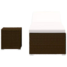 Festnight Lettino Prendisole con Cuscino e Tavolino in Polyrattan Schienale Regolabile Rattan Sedia a Sdraio Marrone 195 x 60 x 31 cm
