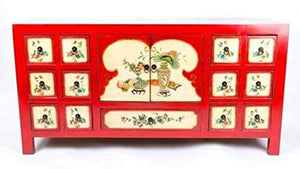 Fine Asianliving Credenza Cinese Fiori Dipinti a Mano Rossa L157xP45xA80cm Armadio Cinese Cassettiera cinese Armadi cinesi Mobili Asia orientale157 x 80 x 43