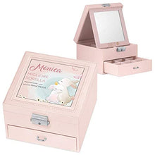 Maverton scatola portagioie con stampa - con specchio - cofanetto portagioielli personalizzabile - in similpelle - rosa - 16x16x11cm - idea regalo ragazza - principessa