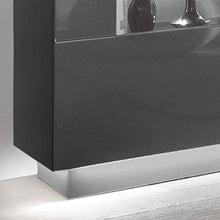 Homeface DENIRA 084-03 - Mobile alto per soggiorno, cassettiera e parte frontale: MDF lucido/antracite/3 porte, 8 scomparti chiusi, 1 scomparto in vetro (L x A x P) 160 x 85 x 43 cm, senza illuminazione a LED, senza decorazione