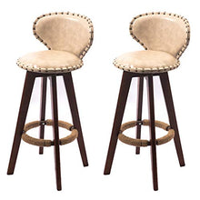 GUOLINGHUI Tavolo da Cucina Sgabelli da Bar Set di 2 Sedie da Bar in Pelle PU Girevoli A 360 ° ， Seduta Bar in Legno con Schienale Alto ， Altezza Seduta 73 Cm Sedile da Pub (Colore : Beige)