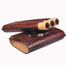 GJNWRQCY Portasigari in Pelle Marrone a 3 Dita di Alta qualità, humidor per sigari Rivestito in Legno di Cedro con taglierina in Acciaio Inossidabile Argento