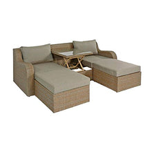 Gartentraum Divano da Giardino Individuale con Sgabello e Tavolo - Seduta Poan/Taupe
